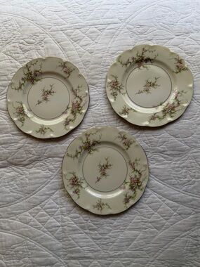 Three Vintage China Plates Theodore Haviland Rosalinde Pattern